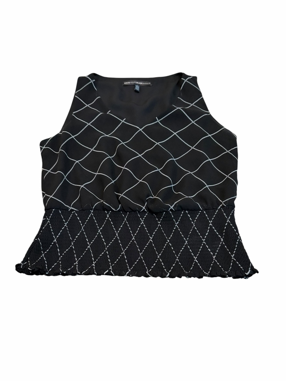 WHBM black smocked waist tank
